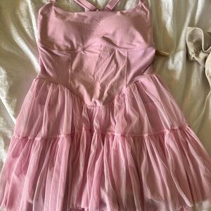 Popflex Light Pink Sleeveless Tulle Dress with Flared Skirt